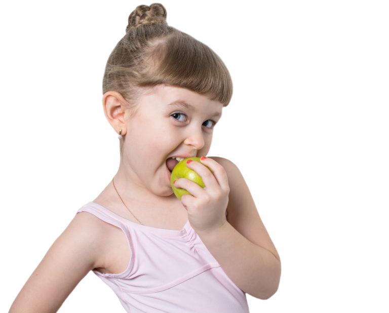 小芭蕾舞演员在吃青苹果